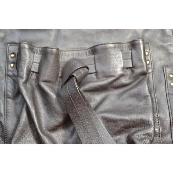 DKNY Large Black/Brown Leather Tote Bag W/Side Pockets/Adjustable Straps- LT3099 - Picture 7 of 12